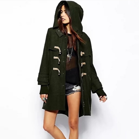 Free People Boiled Wool Toggle Coat Jacket